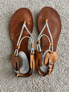 Coach Brown Leather Sandals with Silver Straps